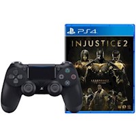 Combo Mando Playstation 4 Dualshock Negro + Injustice 2 Legendary Edition