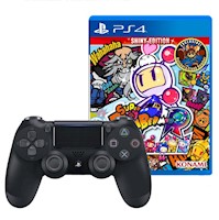 Mando Playstation 4 Dualshock Negro + Bomberman Shiny Edition Sony