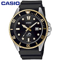 Reloj Casio Duro Marlin MDV-106G-1AV Acuático 200m Correa De Resina Dial Negro Dorado
