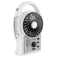 MACROTEL VENTILADOR 5 + LAMPARA + RADIO FM RECARGABLE