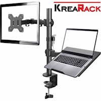 rack monitor y laptop en escritorio o mesa