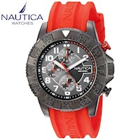 Reloj Nautica NSR 104 NAD17514G Cronometro Correa De Silicona Rojo Acero Gunmetal