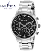 Reloj Nautica NCT 15 NAI18510G Fecha Cronometro Acero Inoxidable Dial Negro