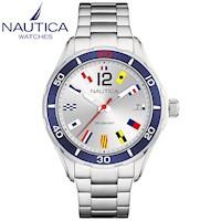 Reloj Nautica NST 1 NAPNSI806 Fecha Acero Inoxidable Dial Plateado Azul