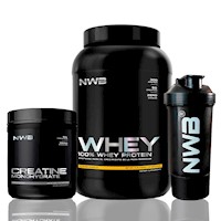 PACK NWB PROTEÍNA WHEY CONCENTRATE 3LB VAINILLA + CREATINA 600GR + SHAKER