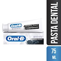 Oral B Pasta Dental 3D White Carbón Mineral Clean 75ml