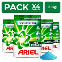 Detergente en Polvo Ariel Regular 2kg PackX4