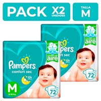 Pampers Confort Sec Talla M 72 unidades PackX2