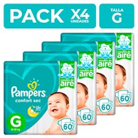 Pampers Confort Sec Talla G 60 unidades PackX4