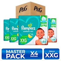 Pampers Pañales Confort Sec Talla XXG 44 unidades PackX4