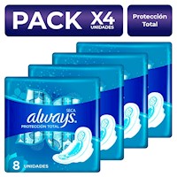 Always Protección Total Seca 8 unidades PackX4