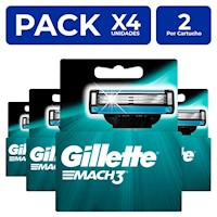 Gillette Mach3 Cartuchos para Afeitar 2 unidades PackX4