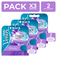 Gillette Venus Breeze Cartuchos para Afeitar 2 un Pack x3