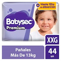 Pañales para Bebé BABYSEC Premium Talla XXG Paquete 44un