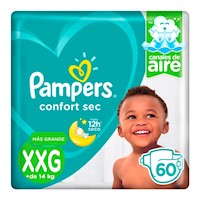 Pañales para Bebé PAMPERS Confort Sec Talla XXG Paquete 60 und