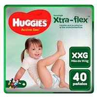 Pañales para Bebé HUGGIES Actice Sec Singlepack Talla XXG Paquete 40 und