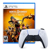 Combo Mando Playstation 5 Dualsense Blanco + Mortal Kombat 11 Ultimate