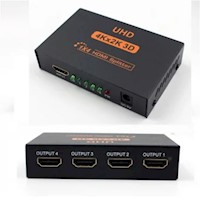 Hdmi Splitter 1x4 2.0 Full Hd 4k Multiplica Señal Conecta 4 tv - negro