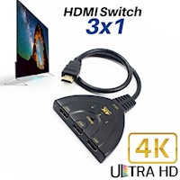 Hdmi Switch 4k 3x1 Splitter Con Cable Full Hd 1080p 3d Multiplicador
