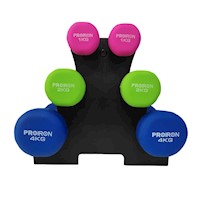 Set de mancuernas de neopreno PROIRON de 1kg 2kg y 4kg