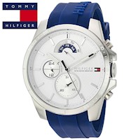 Reloj Tommy Hilfiger Cool Sport 1791349 Acero Inoxidable Correa De Silicona Azul Dial Blanco