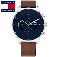 Reloj Tommy Hilfiger Chase 1791487 Acero Inoxidable Correa De Cuero Marrón