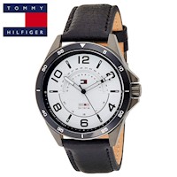 Reloj Tommy Hilfiger Ian 1791396 Correa de Cuero Negro Dial Blanco