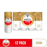 Cerveza AMSTEL Lata 355 ml Pack 12 un