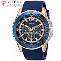 Reloj Guess U0485G1 Multifuncional Acero Inoxidable Correa de Silicona Azul