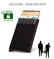 Billetera Porta Tarjetas y Billetes - Aluminio - Negro