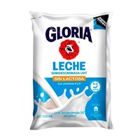 Leche Semidescremada GLORIA UHT sin Lactosa Bolsa 900ml