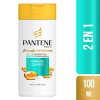 Shampoo PANTENE 2 en 1 Cuidado Clásico Frasco 100ml