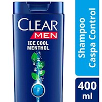 Shampoo CLEAR Men Ice Cool Menthol 2en1 Frasco 400ml