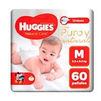 Pañales para Bebé HUGGIES Natural Care Unisex Talla M Paquete 60 und