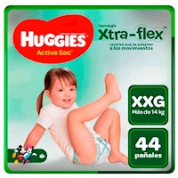 Pañales para Bebé HUGGIES Actise Sec Xtra-Flex Talla XXG Paquete 44 und