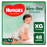 Pañales para Bebé HUGGIES Actise Sec Xtra-Flex Talla XG Paquete 48 und
