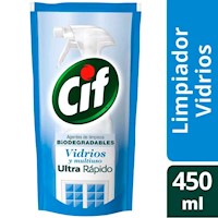 Limpiador de Vidrios CIF Biodegradable Doypack 450 ml