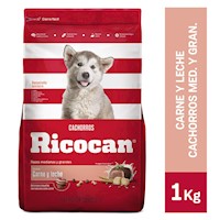 Comida para Perros RICOCAN Cachorros Razas Medianas Carne y Leche Bolsa 1Kg