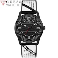 Reloj Guess Streak W1300G2 Para Hombre Acero Inoxidable Correa de Silicona Blanco Negro