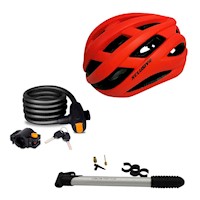 KIT DE PROTECCIÓN XCLUSIVE CASCO MTB, INFLADOR Y CADENA DE SEGURIDAD