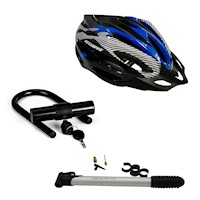 KIT DE PROTECCIÓN XCLUSIVE CASCO MTB L, INFLADOR Y CANDADO U LOCK