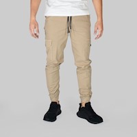 YONISTERS CLOTHING - Jogger Cargo Drill Semipitillo Stretch Beige
