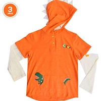 Capucha Dino Convertible Manga Corta a Larga Yourkids Naranja - 3 años