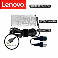 Cargador Compatible - Lenovo - Punta Amarilla Cuadrada - Tipo USB 20v 2.25A 45W
