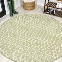 Alfombra de diseño marroquí tejida con textura verde