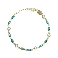 Pulsera Victoria Cruz ajustable marquesa color azul bañada en oro