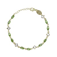 Pulsera Victoria Cruz ajustable marquesa color verde bañada en oro