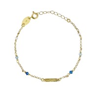 Pulsera Victoria Cruz  ajustable rectángulo color azul bañada en oro