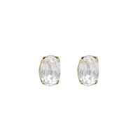 Pendientes Victoria Cruz  pegados oval color blanco bañados en oro