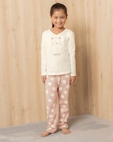 Pijama para niña manga larga y pantalón largo estampado